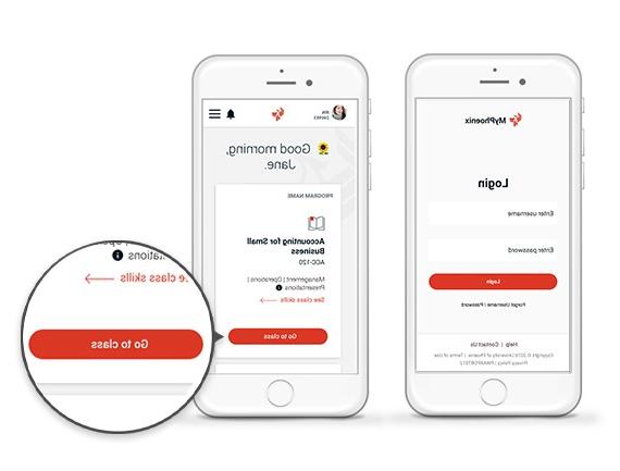 MyPhoenix的登录屏幕和如何在移动设备上上课的说明